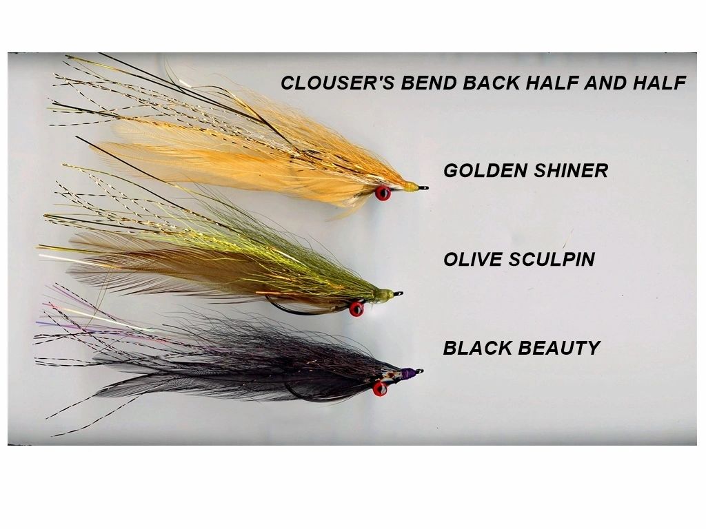 Clouser's Bend Back Half and Half fishing fly from Clouser's Fly Shop, featuring a distinctive bend back and half-and-half color pattern.
