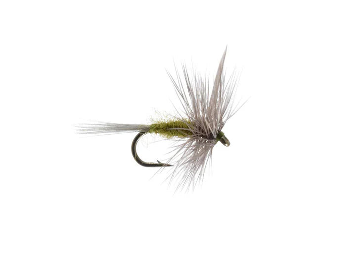 Blue Winged Olive fly from Clouser's Fly Shop, featuring a detailed blue and olive-colored fly fishing lure with feather and thread details.