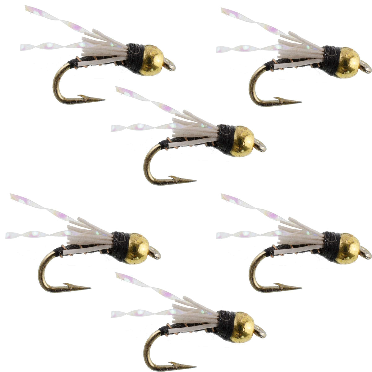 Beadhead Black 3 Dollar Dip Serendipity Nymph trout wet fly set of 6 size 18 for fly fishing, by The Fly Fishing Place
