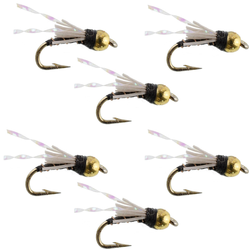 Beadhead Black 3 Dollar Dip Serendipity Nymph trout wet fly set of 6 size 18 for fly fishing, by The Fly Fishing Place