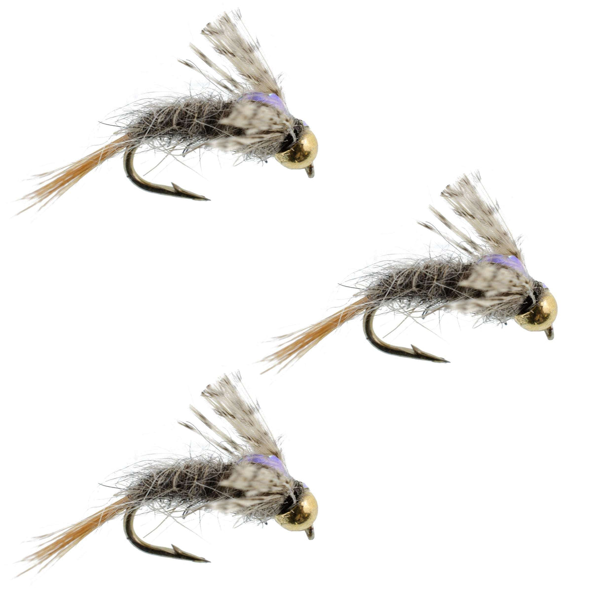 Set of three Barrs Baetis Emerger BWO wet flies for trout fishing, hook size 16, by The Fly Fishing Place.