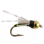 Three Trout wet flies, Beadhead Olive 3 Dollar Dip Serendipity Nymph, size 18, with beadhead and detailed fly fishing lure features