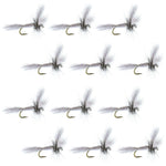 Set of 12 Barbless White Wulff Classic Hair Wing Dry Flies for trout fishing, hook size 14, by The Fly Fishing Place.