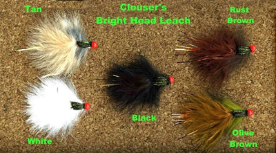Close-up of Clouser's Bright Head Leach fishing fly with vibrant yellow and white feathers, designed for freshwater fly fishing.