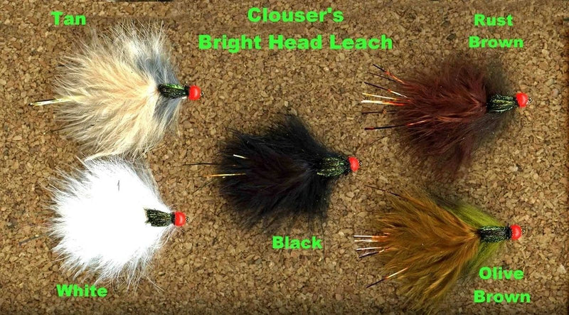 Close-up of Clouser's Bright Head Leach fishing fly with vibrant yellow and white feathers, designed for freshwater fly fishing.
