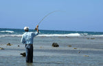 Lefty's Deceiver saltwater streamer fly in blue and white, size 1/0, shown with hooks, ideal for surf casting fishing.