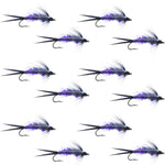 Double Bead Purple Psycho Prince Nymph Fly Fishing Flies - 1 Dozen Flies Hook Size 12