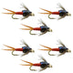 Bead Head Hot Orange Copper John Nymph - 6 Fly Fishing Flies - Hook Size 12