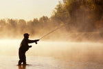 Three Pale Morning Dun PMD Classic Dry Flies in size 18, designed for trout fishing, shown on a fishing hook.