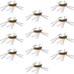 Barbless Pats Rubber Legs Tungsten Jig Coffee/Tan Euro Nymph 12 Flies #6