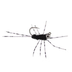 Barbless Pats Rubber Legs Tungsten Jig Black Euro Nymph 12 Flies #6