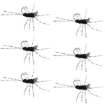Set of six black tungsten bead trout wet flies with rubber legs for Euro nymph fishing, designed by The Fly Fishing Place.