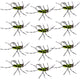 Pat's Rubber Legs Tungsten Jig Black/Chartreuse Euro Nymph 12 Flies Size 6