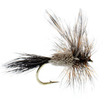Three Adams Irresistible classic dry fly fishing lures in hook size 10 for trout, designed by The Fly Fishing Place.