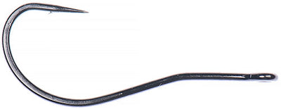 Ahrex PR358 CA Bendback hook from Clouser's Fly Shop, close-up of a strong, sharp fishing hook with a bent back design.
