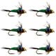 Bead Head Green Copper John Nymph Fly Fishing Flies - Set of 6 Flies Hook Size 14