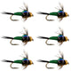 Bead Head Green Copper John Nymph Fly Fishing Flies - Set of 6 Flies Hook Size 18