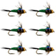 Bead Head Green Copper John Nymph Fly Fishing Flies - Set of 6 Flies Hook Size 16