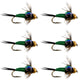 Bead Head Green Copper John Nymph Fly Fishing Flies - Set of 6 Flies Hook Size 12