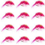 Pink beaded shrimp scud pattern trout wet flies, size 12, for fly fishing, set of 12, designed for tailwater lake trout fishing.