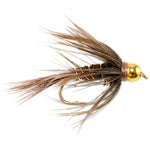 Six Soft Hackle Bead Head Pheasant Tail Nymph flies for trout fishing, size 12, featuring natural pheasant tail and soft hackle details.