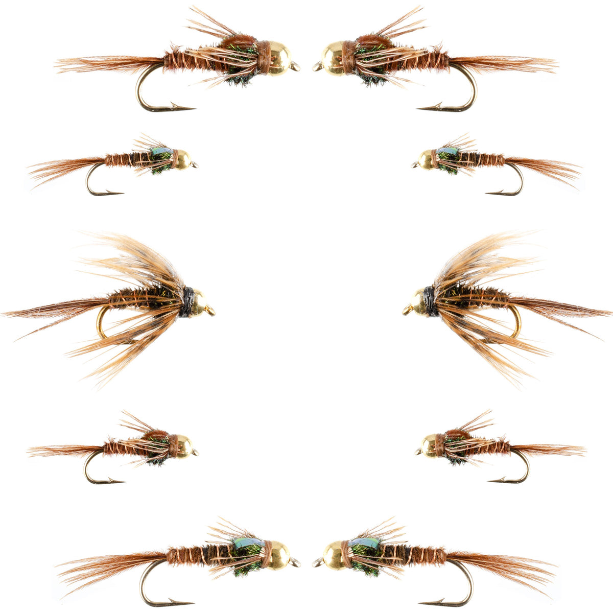 Basics Collection - Beaded Pheasant Tail Nymph Assortment - 10 Flies #14-18