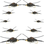 Kaufmann's Tungsten Black Stonefly nymphs from the Basics Collection, 10 flies in sizes #4-12, designed for fly fishing.