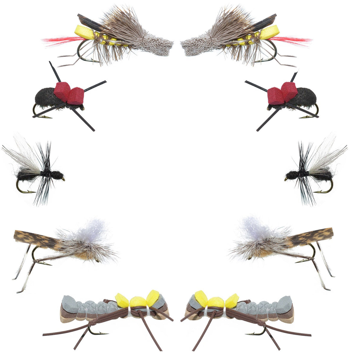 Basics Collection - Terrestrials Fly Assortment - 10 Flies - Sizes 10-14