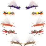 Assorted Chernobyl Ant hopper flies from The Fly Fishing Place Basics Collection, 10 size 10 terrestrials for fly fishing.