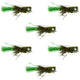 Flashtail Bass Popper 6 Flies Size 8 - Olive Bass Fly Fishing Bug Wide Gape Bass Hooks With Weed Guard