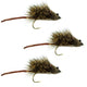 3 Pack Deer Hair Scruffy Rat Size 2 - Bass Bug With Weed Guard