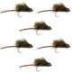 Deer Hair Scruffy Rat 6 Flies Hook  Size 2 - Bass Fly Fishing Bug Wide Gape Bass Hooks With Weed Guard