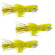 3 Pack Bass Popper Size 6 - Yellow Bass Bug With Weed Guard