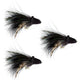3 Pack Black Dahlberg Deer Hair Diver Size 4 Bass Bug With Weed Guard