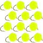 Bead Head Hot Chartreuse Egg Fly Fishing Flies - 1 Dozen Flies Hook Size 16
