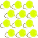 Bead Head Hot Chartreuse Egg Fly Fishing Flies - 1 Dozen Flies Hook Size 16