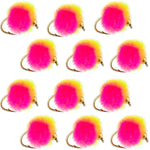 Set of 12 bead head clown egg trout wet flies with hooks in size 16, ideal for fly fishing by The Fly Fishing Place