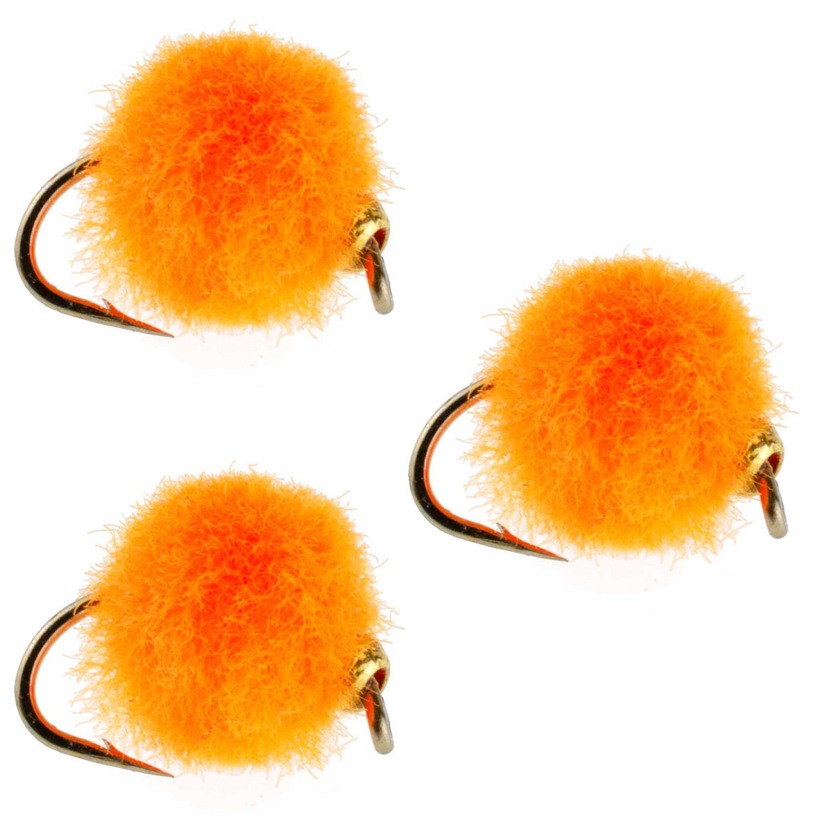 Set of 3 bead head hot orange egg trout wet flies with hook size 16 for fly fishing by The Fly Fishing Place