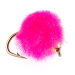 Bead Head Hot Pink Egg Fly fishing fly for trout, size 16, with detailed hook and vibrant pink bead head, designed for wet fly fishing.