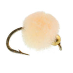Bead Head Oregon Cheese Egg trout wet fishing flies on size 16 hooks, used for fly fishing in freshwater.