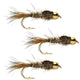 3 Pack Tungsten Bead Head Gold Ribbed Hare's Ear Nymph Fly Fishing Flies Hook Size 16
