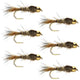 Barbless Bead Head Gold Ribbed Hare's Ear Nymph 6 Flies Hook Size 14
