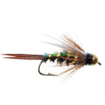 Three pack of tungsten bead head Prince Nymph wet flies for trout fishing, size 12, with flashback and natural fly pattern.