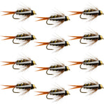 Set of 12 barbless bead-head prince nymph flies for trout fishing, size 12, crafted by The Fly Fishing Place.