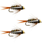 Set of three tungsten bead head prince nymph trout wet flies with size 18 hooks, designed for fly fishing by The Fly Fishing Place.