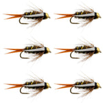 Set of 6 Barbless Bead-Head Prince Nymph Trout Wet Flies for fly fishing, size 16, by The Fly Fishing Place.