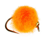 Bead Head Hot Orange Egg Fly fishing flies for trout, size 16, featuring bright orange wet fly hooks for effective trout fishing.