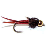 Bead Head Red Copper John Nymph Fly for trout fishing, size 12, featuring red copper-colored wet fly with bead head.