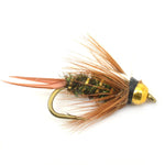 Set of 6 Bead Head Prince Nymph trout wet flies with size 16 hooks for fly fishing, featuring realistic nymph patterns by The Fly Fishing Place.