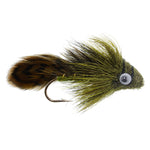 Big Eye Olive Sculpin Streamer Fly for trout fishing, hook size 2, 1 dozen, designed by The Fly Fishing Place.